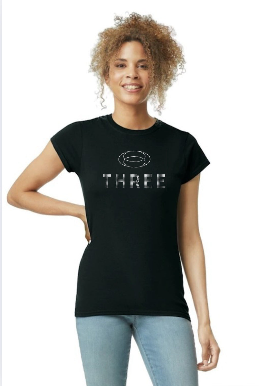 THREE RHINESTONE TEE